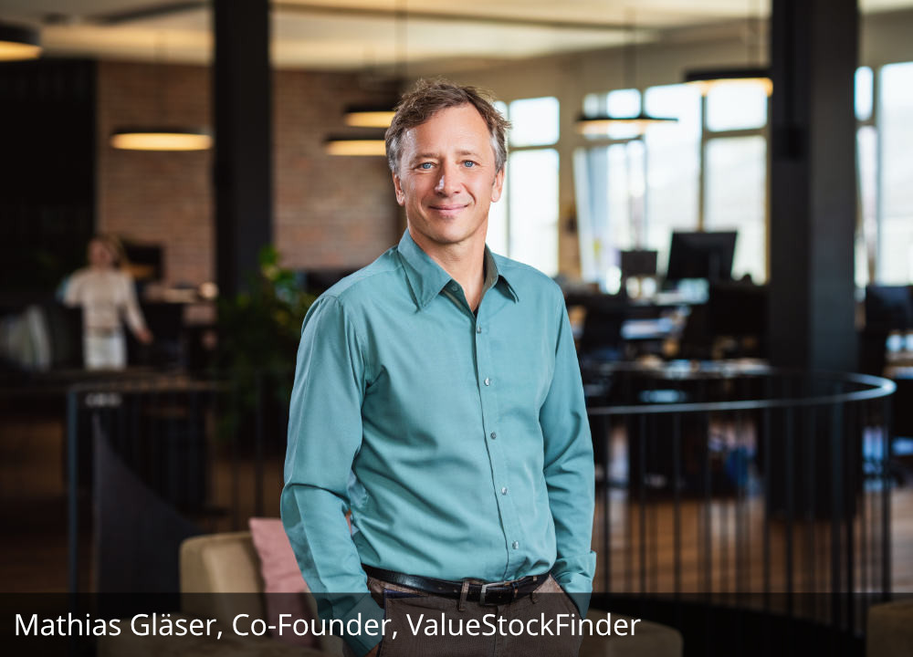 Mathias Gläser, founder of ValueStockFinder, in an office
